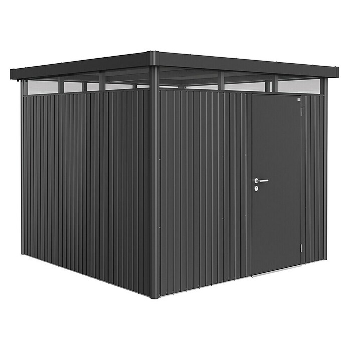 Biohort Gerätehaus HighLine (Dunkelgrau Metallic, 2,75 x 2,75 x 2,22 m, Einzeltür)