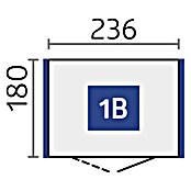 Biohort Neo Gerätehaus 1B (Außenbreite inkl. Dachüberstand: 236 cm, Außentiefe inkl. Dachüberstand: 180 cm, Stahl, Quarzgrau Metallic, Einzeltür) | BAUHAUS