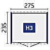 Biohort Gerätehaus HighLine H3 DT (Quarzgrau Metallic, 2,75 x 2,35 m, Doppeltür)
