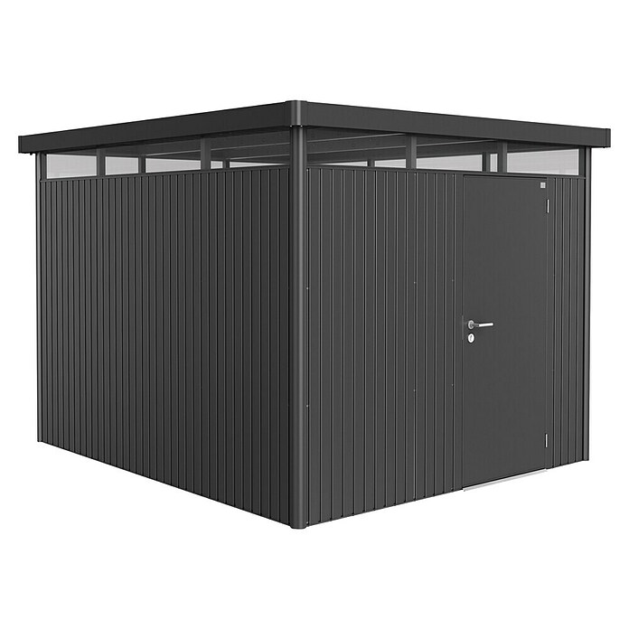 Biohort Gerätehaus HighLine (Dunkelgrau Metallic, 3,15 x 2,75 x 2,22 m, Einzeltür)