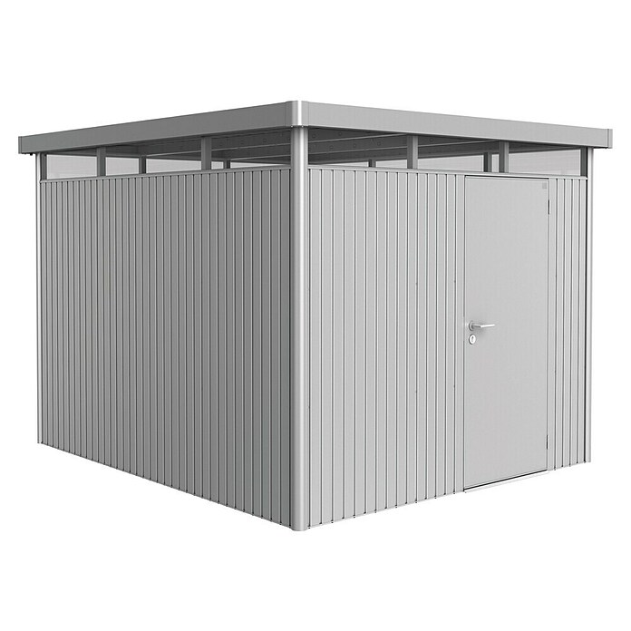 Biohort Gerätehaus HighLine (Silber Metallic, 3,15 x 2,75 x 2,22 m, Einzeltür)
