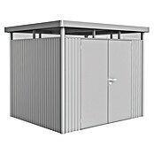 Biohort Gerätehaus HighLine (Silber Metallic, 2,35 x 2,75 x 2,22 m, Doppelflügeltür)