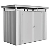 Biohort Gerätehaus HighLine (Silber Metallic, 1,55 x 2,75 x 2,22 m, Doppelflügeltür)