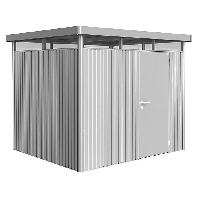 Biohort Gerätehaus HighLine (Silber Metallic, 2,35 x 2,75 x 2,22 m, Einzeltür)