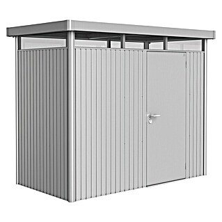 Biohort HighLine Gerätehaus H1 (Silber Metallic, Einzeltür, Außenbreite inkl. Dachüberstand: 275 cm, Außentiefe inkl. Dachüberstand: 155 cm, Stahl)