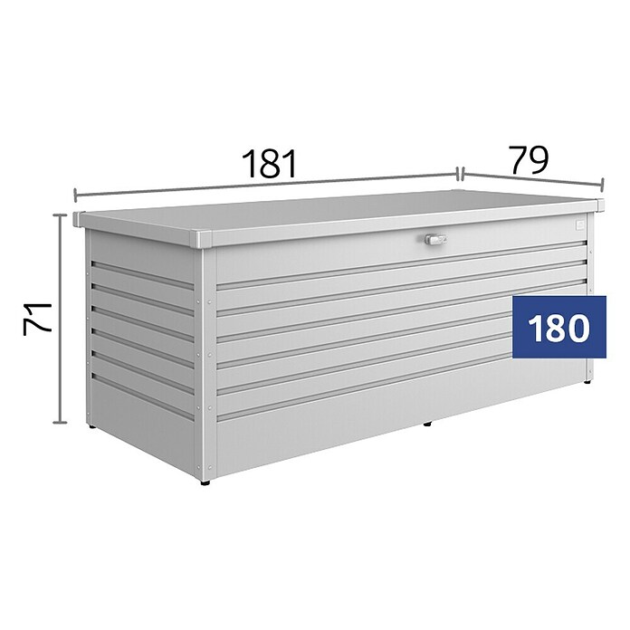 Biohort Garten-Aufbewahrungsbox FreizeitBox 180 (Quarzgrau, 181 x 79 x 71 cm, Stahlblech)