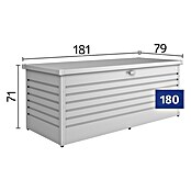 Biohort Garten-Aufbewahrungsbox FreizeitBox 180 (Quarzgrau, 181 x 79 x 71 cm, Stahlblech)