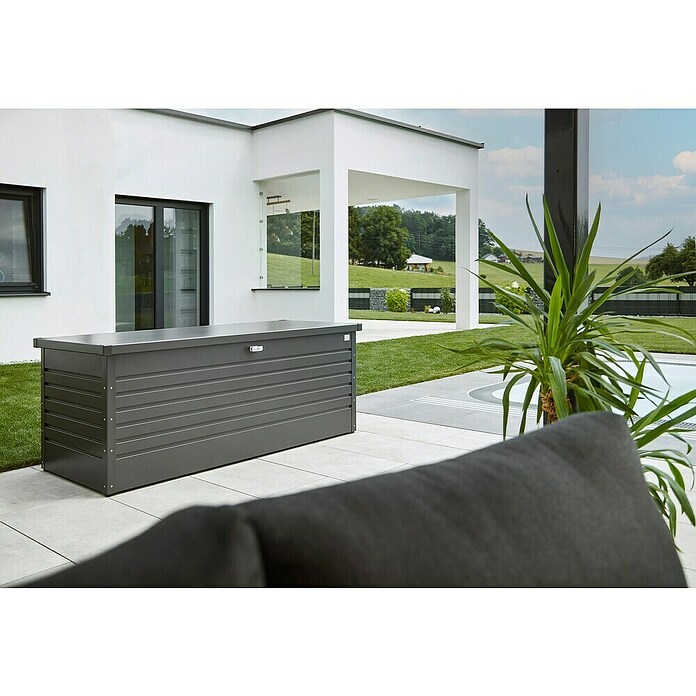 Biohort Garten-Aufbewahrungsbox FreizeitBox 180 (Dunkelgrau Metallic, 181 x 79 x 71 cm, Stahlblech)