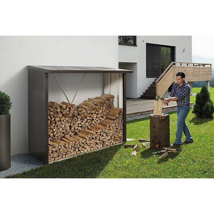 Biohort Kaminholzregal WoodStock (Dunkelgrau Metallic, 1,02 x 2,29 x 1,99 m, Stahlblech)