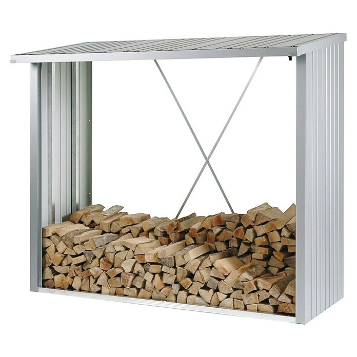 Biohort Kaminholzregal WoodStock (Silber Metallic, 1,02 x 2,29 x 1,99 m, Stahlblech)