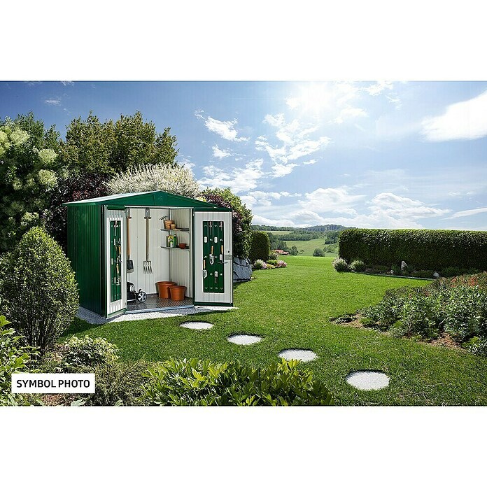 Biohort Gerätehaus Europa (Dunkelgrün, 1,56 x 1,72 x 1,96 m, Stahlblech)