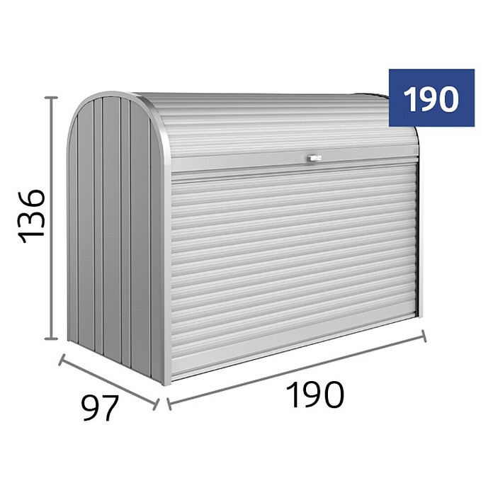 Biohort Garten-Aufbewahrungsbox StoreMax 190 (Dunkelgrau Metallic, 190 x 97 x 136 cm, Stahlblech)
