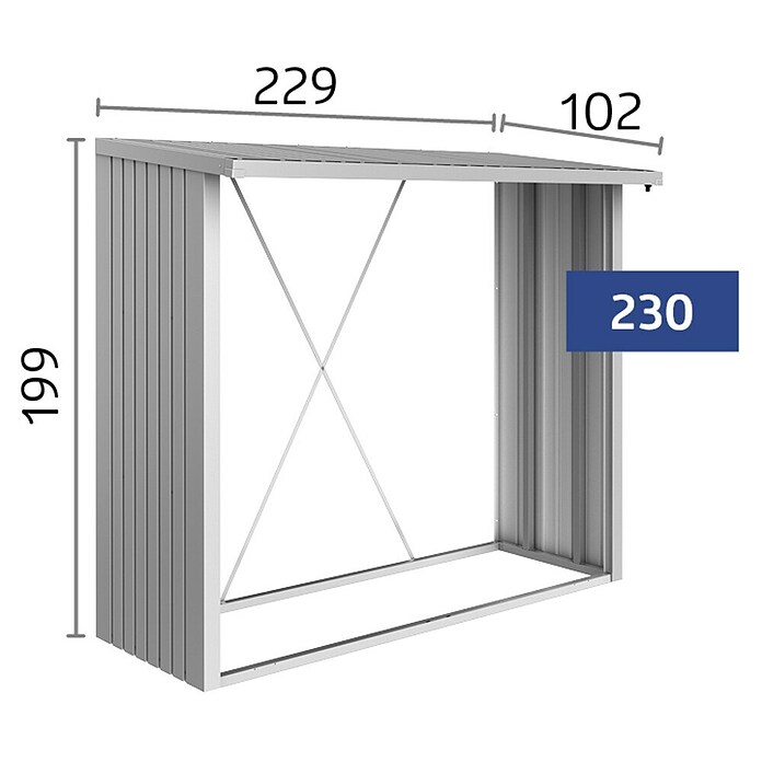 Biohort Kaminholzregal WoodStock (Dunkelgrau Metallic, 1,02 x 2,29 x 1,99 m, Stahlblech)