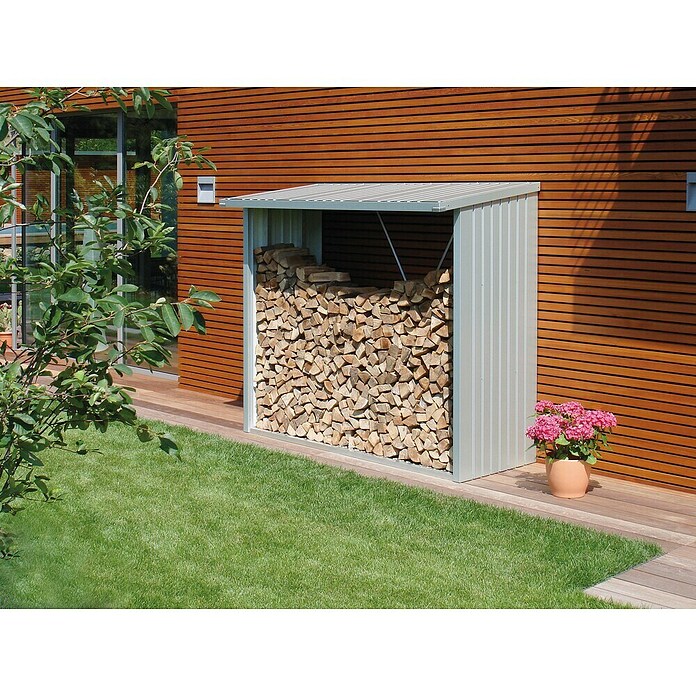 Biohort Kaminholzregal WoodStock (Silber Metallic, 1,02 x 2,29 x 1,99 m, Stahlblech)