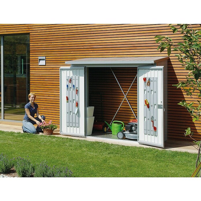 Biohort Türpaket WoodStock (Silber Metallic, 1,38 x 1,73 m, Passend für: Biohort Kaminholzlager WoodStock 230)
