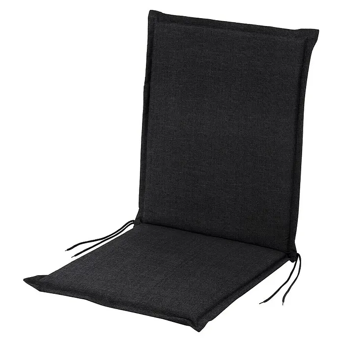 Sunfun Esdo Sitzauflage - Niederlehner, L x B x H: 100 x 45 x 4,5 cm, Polypropylene, Grau - Schwarzes Stuhlkissen mit Rückenlehne, ideal für Gartenmöbel. Bequeme Polsterung und stilvolles Design für entspanntes Sitzen im Freien.