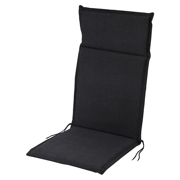 Sunfun Esdo Sitzauflage - Hochlehner, L x B x H: 121 x 47 x 4,5 cm, Polyester, Grau - Schwarze Stuhlauflage für Gartenmöbel, komfortabel und stilvoll, perfekt für entspannte Stunden im Freien.