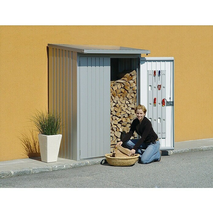 Biohort Kaminholzregal WoodStock (Silber Metallic, 1,02 x 1,57 x 1,99 m, Stahlblech)