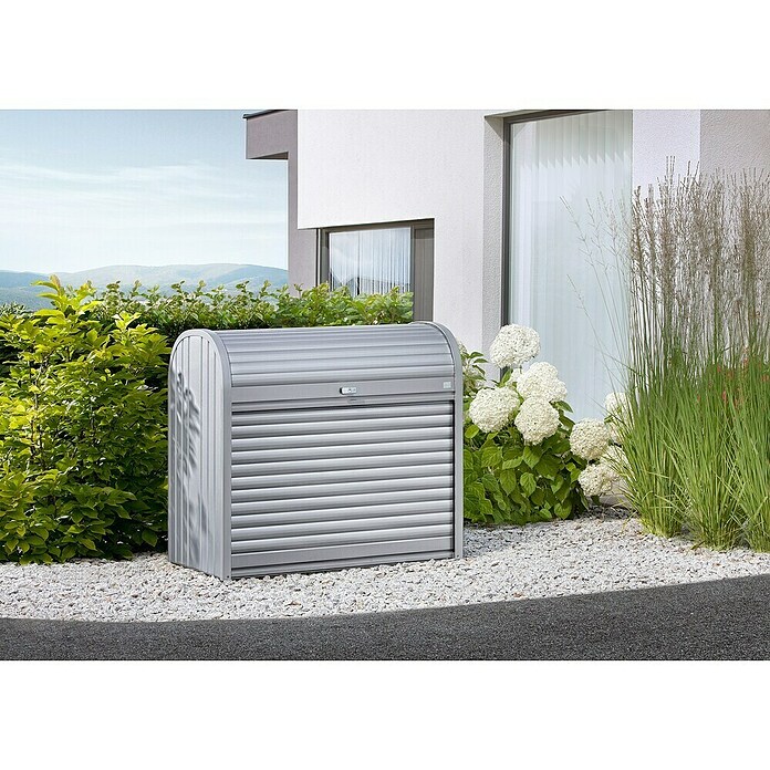 Biohort Garten-Aufbewahrungsbox StoreMax 120 (Silber Metallic, 117 x 73 x 109 cm, Stahlblech)