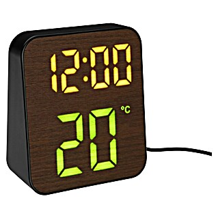 Reloj despertador digital (An x Al: 4 x 11,2 cm, Marrón/Negro)