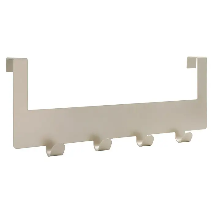 Siro Türgarderobe - L x H: 255 x 100 mm, Vernickelt - Ein cremefarbener Türhaken mit fünf Haken zum Aufhängen von Kleidungsstücken oder Accessoires. Praktische Aufbewahrungslösung für jeden Raum.