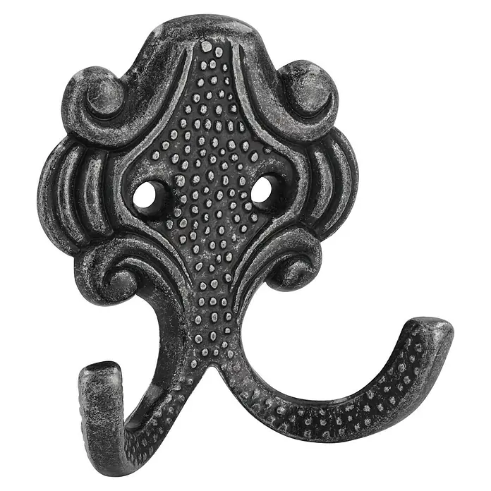 Siro Garderobenhaken 431/ZN8 - L x B x H: 61 x 65 x 28 mm, Anzahl Haken: 1 Stk., Eisen - Antik - Vintage Kleiderhaken aus Metall. Perfekt zur Aufbewahrung von Jacken, Hüten oder Taschen im Flur oder Schlafzimmer.