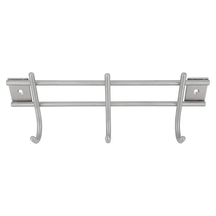 Siro Garderobenleiste 220N1V1E - L x B x H: 220 x 80 x 50 mm, Anzahl Haken: 3 Stk., Silber - Detailaufnahme eines silbernen Handtuchwärmers, der Funktionalität und modernes Design im Badezimmer vereint.