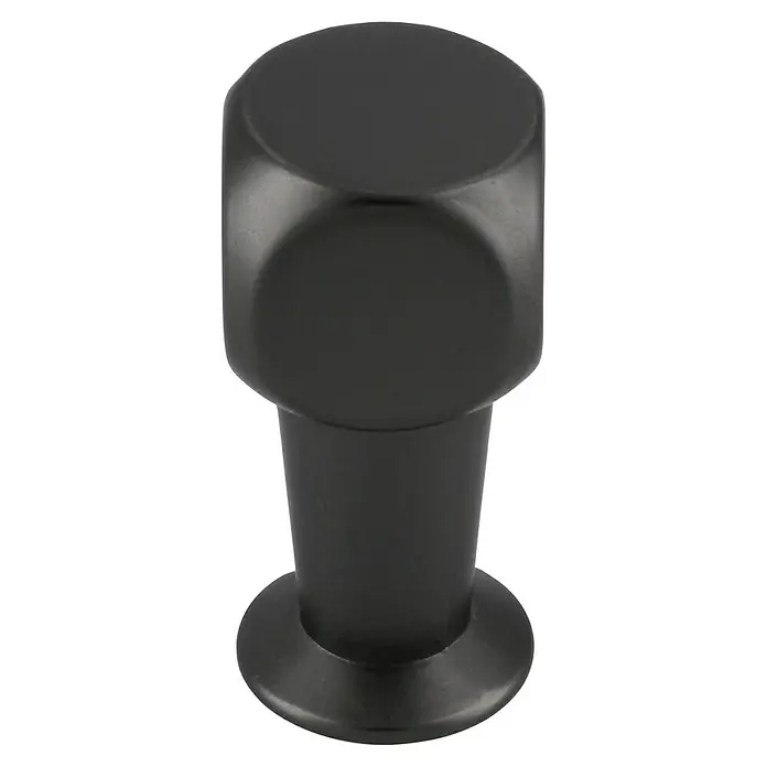 Siro Möbelknopf - Typ Möbelgriff: Knopf, L x B x H: 10 x 10 x 22 mm, Stahl, Schwarz - Nahaufnahme eines mattschwarzen Möbelknopfs mit zylindrischem Design und abgerundeten Kanten, ideal für moderne Einrichtungen.