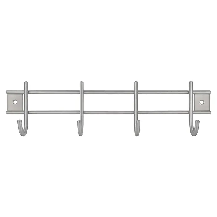 Siro Garderobenleiste 300N1V1E - L x B x H: 300 x 80 x 50 mm, Anzahl Haken: 4 Stk. - Moderne Handtuchhalterung aus gebürstetem Edelstahl für die Badezimmerwand. Ideal zum Aufhängen und Trocknen von Handtüchern.