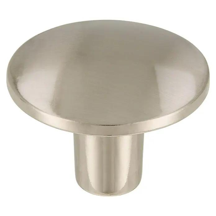 Siro Möbelknopf - Typ Möbelgriff: Knopf, Sonstige, Vernickelt, Silber, Durchmesser: 30 mm - Nahaufnahme eines satinierten Nickel-Schrankknopfes. Elegantes Design für Möbel.