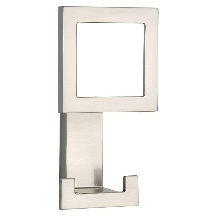 Siro Garderobenhaken 2434/ZN21 - L x B x H: 52 x 101 x 43 mm, Anzahl Haken: 3 Stk. - Detailaufnahme eines quadratischen Wandhakens aus gebürstetem Nickel mit moderner Optik. Perfekt für Bad oder Küche.