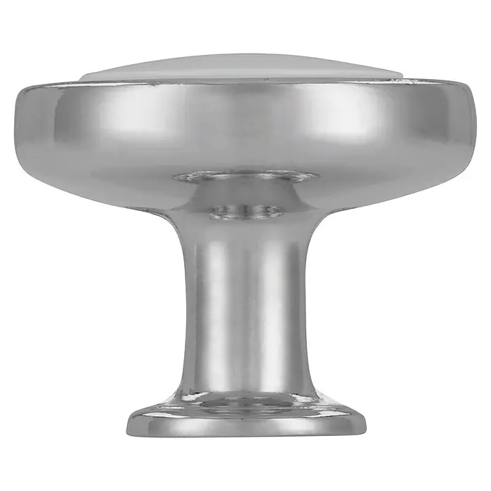 Siro Möbelknopf - Typ Möbelgriff: Knopf, Sonstige, Sonstige, Durchmesser: 30 mm, Silber - Nahaufnahme eines silbernen Möbelknopfs mit glatter Oberfläche und klassischem Design für Schubladen und Schränke.