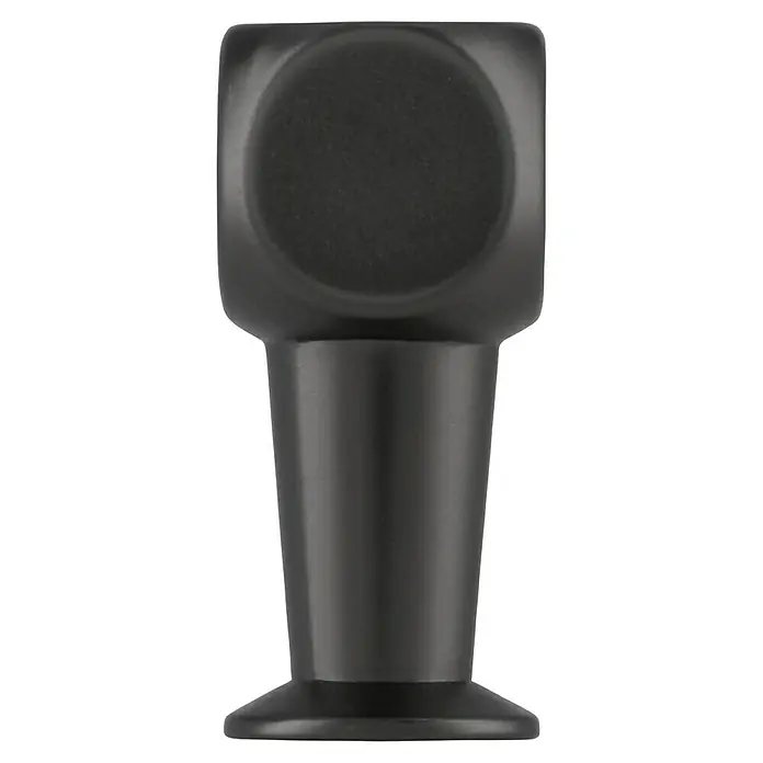 Siro Möbelknopf - Typ Möbelgriff: Knopf, L x B x H: 10 x 10 x 22 mm, Stahl, Schwarz - Nahaufnahme eines mattschwarzen Schrankknopfs mit quadratischer Basis und zylindrischem Schaft. Ideal für moderne Möbel.