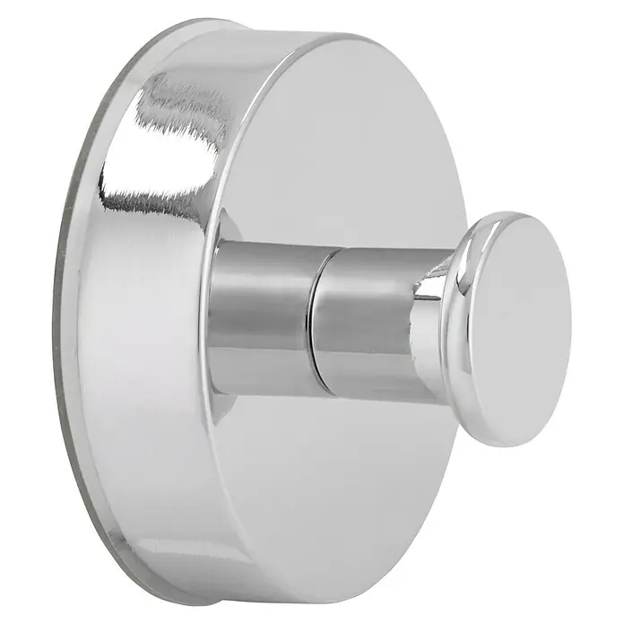 Siro Garderobenhaken - L x B x H: 50 x 50 x 30 mm, Anzahl Haken: 1 Stk., Silber - Ein glänzender, runder Kleiderhaken aus Chrom, ideal für Badezimmer oder Schlafzimmer zur Aufbewahrung von Handtüchern und Kleidung.