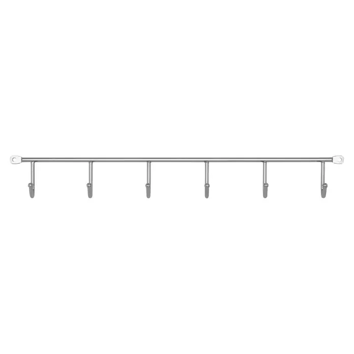 Siro Garderobenleiste 2081-420ZN1 - L x B x H: 420 x 53 x 32 mm, Anzahl Haken: 6 Stk. - Moderner, silberner Duschvorhang mit stabilen Halterungen für eine sichere und stilvolle Badezimmergestaltung.
