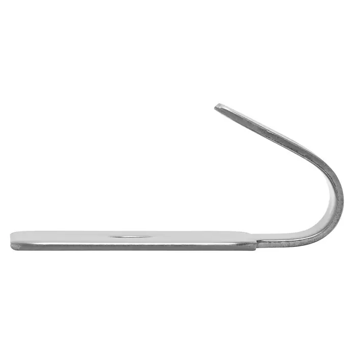 Siro Garderobenhaken 2177 - L x B x H: 30 x 41 x 15 mm, Anzahl Haken: 1 Stk. - Aufnahme eines gebogenen Metallstreifens, der aus einer flachen Oberfläche aufsteigt und sich nach oben und außen biegt.