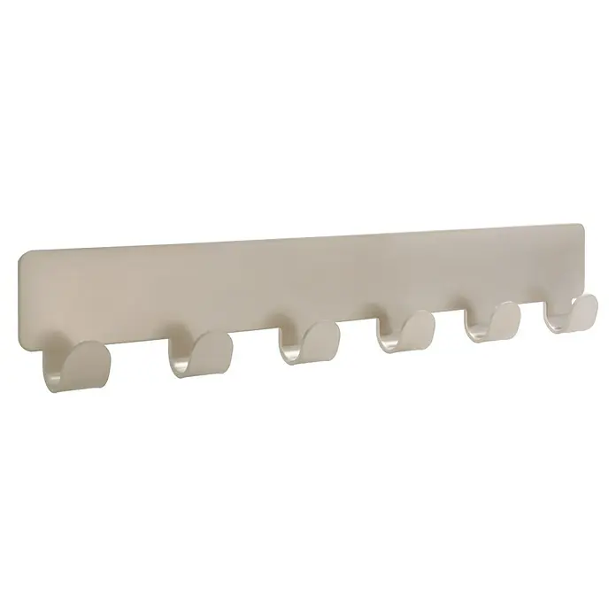 Siro Garderobenleiste 2178-240ZN4KV1S - L x B x H: 240 x 41 x 16 mm, Anzahl Haken: 6 Stk., Silber - Elegante Zahnbürstenhalterung aus robustem Kunststoff für ein ordentliches Badezimmer. Bietet Platz für mehrere Bürsten und ist leicht zu reinigen.