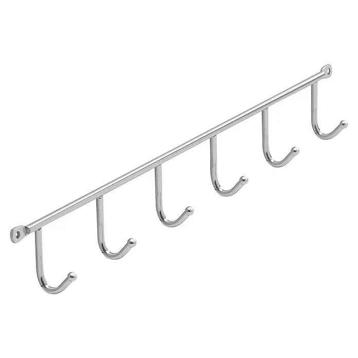 Siro Garderobenleiste 2081-420ZN1 - L x B x H: 420 x 53 x 32 mm, Anzahl Haken: 6 Stk. - Treppengeländer aus Edelstahl mit glänzender Oberfläche für Innen- und Außenbereiche.