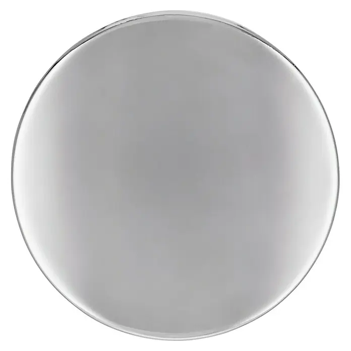 Siro Möbelknopf - Typ Möbelgriff: Knopf, Sonstige, Verchromt, Silber, Durchmesser: 30 mm - Nahaufnahme einer runden, leeren Glasoberfläche, die Licht reflektiert und eine glatte Textur aufweist.