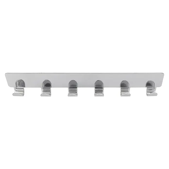 Siro Garderobenleiste 2178-240ZN1KV1S - L x B x H: 240 x 41 x 16 mm, Anzahl Haken: 6 Stk., Silber - Eine silberne Handtuchstange mit sechs Haken zur Aufbewahrung von Handtüchern im Badezimmer. Praktisch und stilvoll.