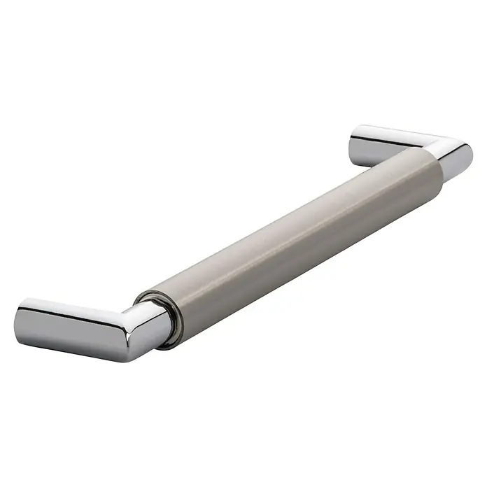Siro Möbelgriff - Typ Möbelgriff: Bügel, Sonstige, Sonstige, Silber, Länge: 172 mm - Nahaufnahme eines modernen, silberfarbenen Handtuchhalters mit glänzenden Chromakzenten. Ideal für stilvolle Badezimmer.