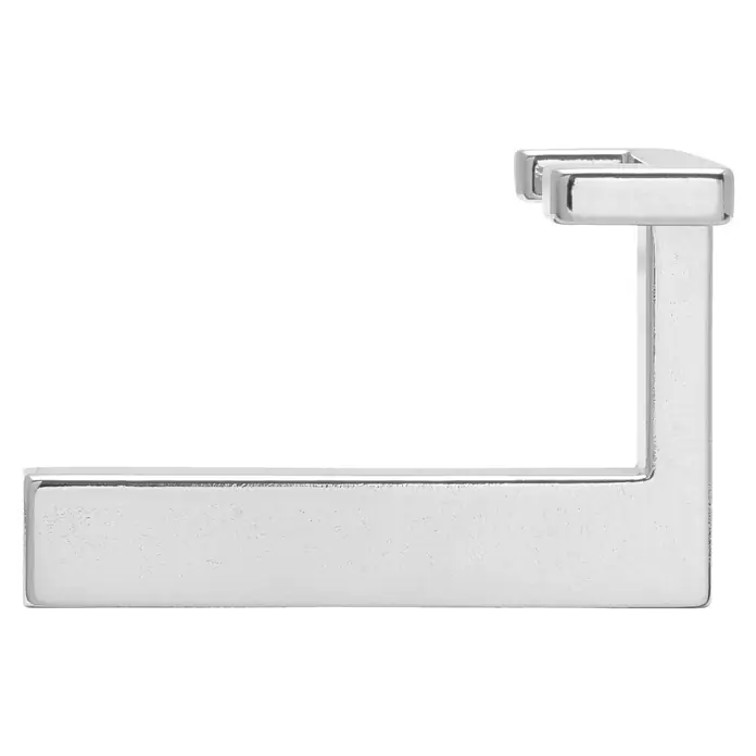 Siro Garderobenhaken - L x B x H: 70 x 61 x 40 mm, Anzahl Haken: 1 Stk., Chrom - Nahaufnahme eines silbernen eckigen Handtuchhalters.