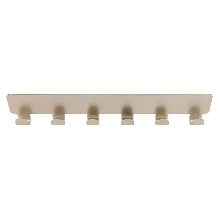 Siro Garderobenleiste 2178-240ZN4KV1S - L x B x H: 240 x 41 x 16 mm, Anzahl Haken: 6 Stk., Silber - Eine Wandgarderobe mit sechs Haken in einem hellen, neutralen Farbton. Ideal für Jacken, Handtücher oder Accessoires im Haus.