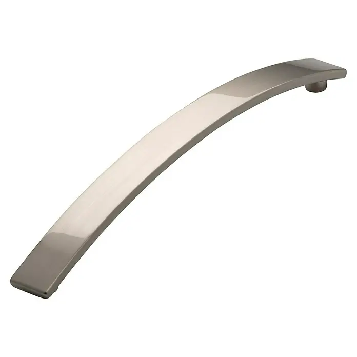 Siro Möbelgriff - Typ Möbelgriff: Bügel, Sonstige, Vernickelt, B x L: 15 x 180 mm - Elegante, gebogene Möbelgriff aus gebürstetem Nickel. Moderner Stil für Schränke und Schubladen mit sauberer Linienführung.
