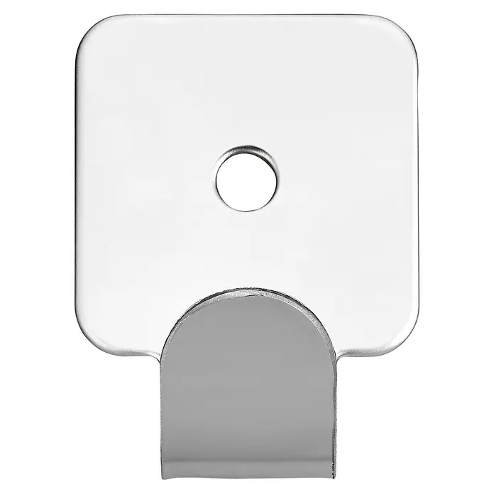 Siro Garderobenhaken 2177 - L x B x H: 30 x 41 x 15 mm, Anzahl Haken: 1 Stk. - Nahaufnahme eines silbernen und weißen Geräteaufhängers, der eine robuste und zuverlässige Lösung für die Organisation bietet.