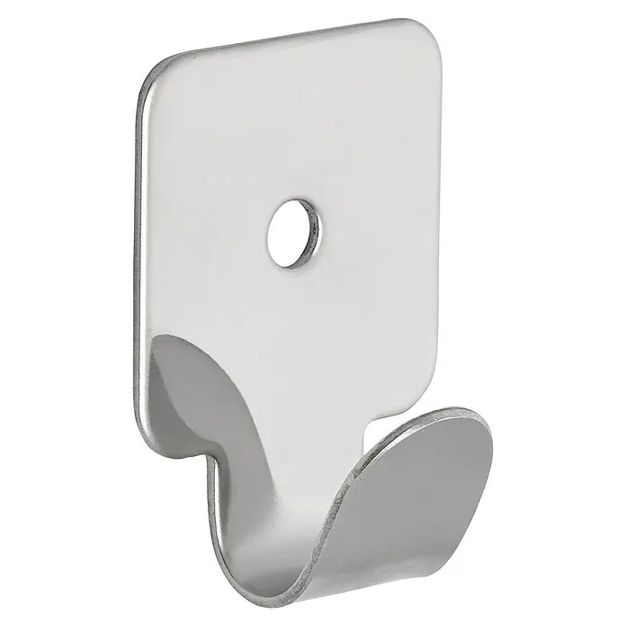 Siro Garderobenhaken 2177 - L x B x H: 30 x 41 x 15 mm, Anzahl Haken: 1 Stk. - Silberner Wandhaken mit abgerundetem Design und Befestigungsloch, ideal für Bad oder Küche.
