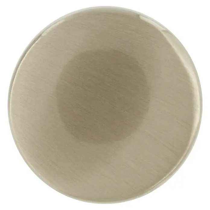 Siro Möbelknopf - Typ Möbelgriff: Knopf, Durchmesser: 12 mm, Silber, Stahl - Nahaufnahme einer runden, beigefarbenen Abdeckung mit einer glatten Oberfläche und einem subtilen Farbübergang in der Mitte.