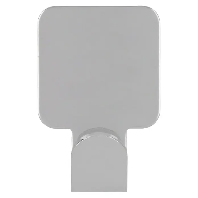 Siro Handtuchhaken 2319/ZN1KV3S - Gesamtstückzahl: 3 Stk., L x B x H: 20 x 30 x 16 mm, Verchromt - Nahaufnahme eines silberfarbenen Wandhakens mit abgerundeten Ecken, ideal für Bad und Küche. Die glänzende Oberfläche sorgt für einen modernen Look.
