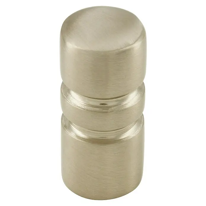 Siro Möbelknopf - Typ Möbelgriff: Knopf, Durchmesser: 12 mm, Silber, Stahl - Nahaufnahme eines modernen, runden Möbelknaufs aus gebürstetem Metall.