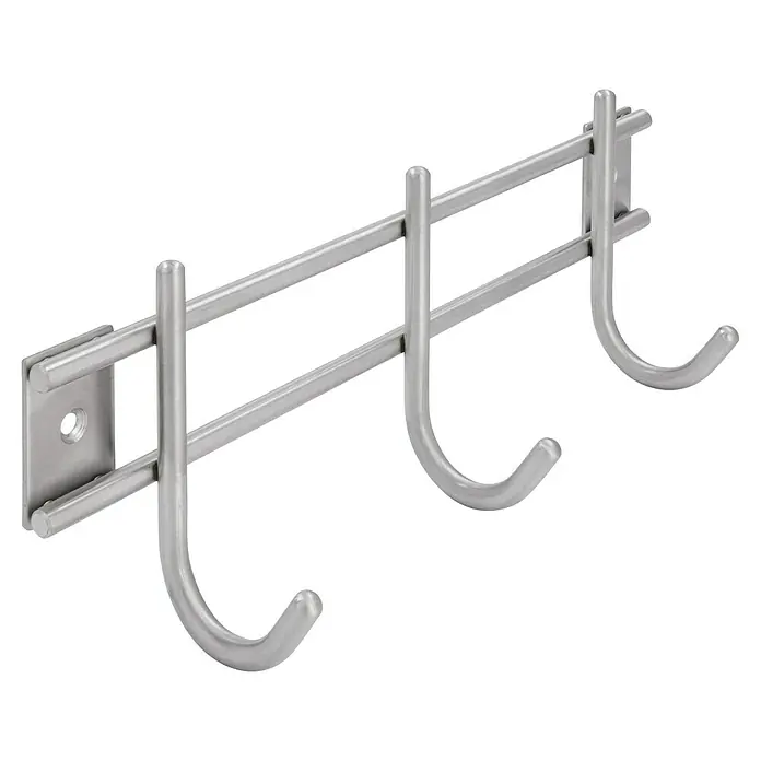Siro Garderobenleiste 220N1V1E - L x B x H: 220 x 80 x 50 mm, Anzahl Haken: 3 Stk., Silber - Wandgarderobe mit drei Haken aus Metall zur Aufbewahrung von Jacken, Hüten und Accessoires. Praktische Aufbewahrungslösung.